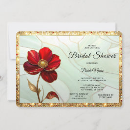 Invitación para Despedida de Soltera con Flor Roja