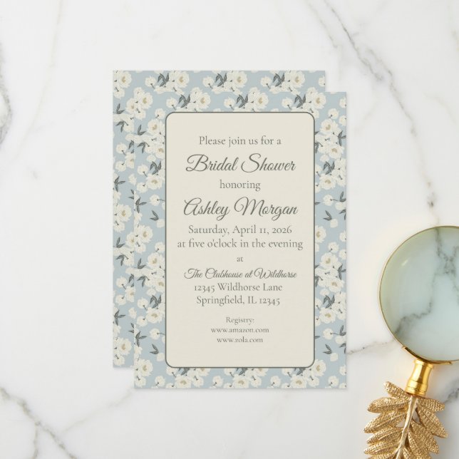 Invitación para Despedida de Soltera con Flores de (Anverso/Reverso In Situ)