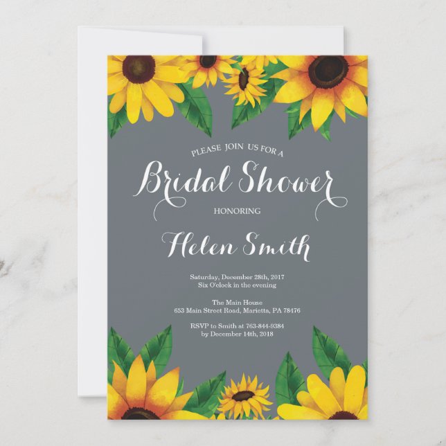 Invitación para Despedida de Soltera con Girasoles (Anverso)