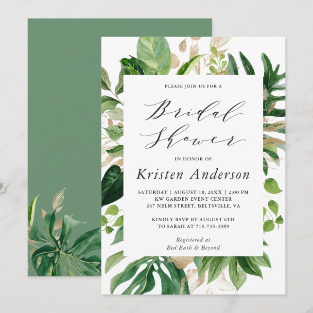 Invitación para Despedida de Soltera con Palmeras  (Anverso / Reverso)