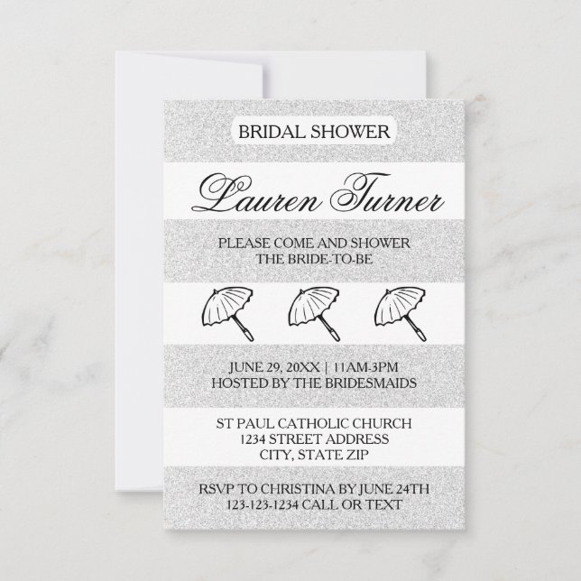 Invitación para Despedida de Soltera con Rayas Pla (Anverso)