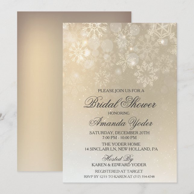 Invitación para Despedida de Soltera Copo de Nieve (Anverso / Reverso)