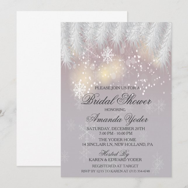 Invitación para Despedida de Soltera Copo de Nieve (Anverso / Reverso)