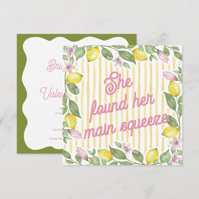 Invitación para Despedida de Soltera Ella Encontró (Anverso / Reverso)