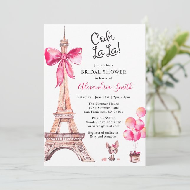 Invitación para Despedida de Soltera en París (Anverso de pie)