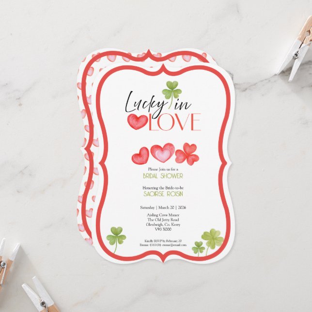 Invitación para despedida de soltera Lucky in Love (Anverso/Reverso In Situ)