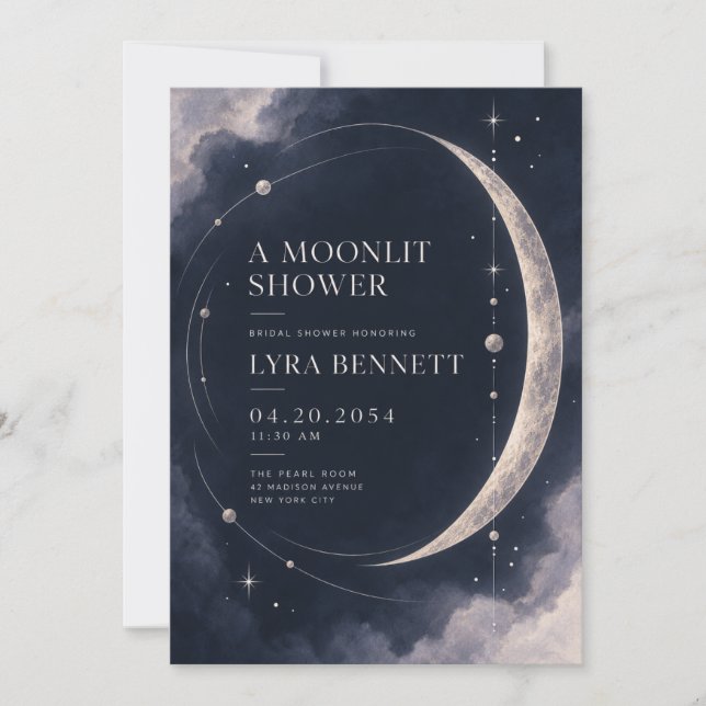 Invitación para Despedida de Soltera | Plata Celes (Anverso)
