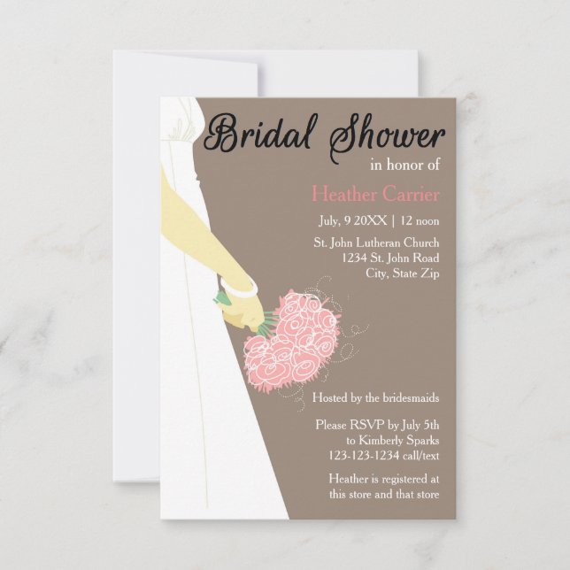 Invitación para Despedida de Soltera - Vestido Ver (Anverso)