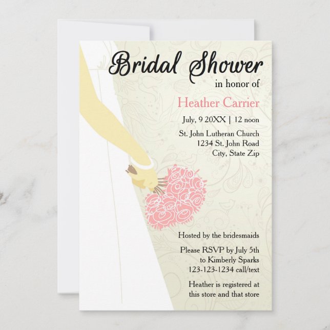 Invitación para Despedida de Soltera - Vestido Ver (Anverso)