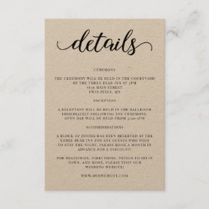 Invitación para detalles de Boda de guiones Insert