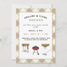 Invitación para Ducha de Boda de Parejas Asando y 