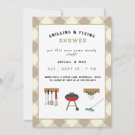 Invitación para Ducha de Boda de Parejas Asando y
