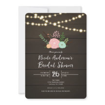 Invitación para DUCHA NUPCIAL de Madera Oscura y F