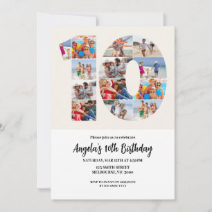 Invitación para el 10º Cumpleaños - Número 10