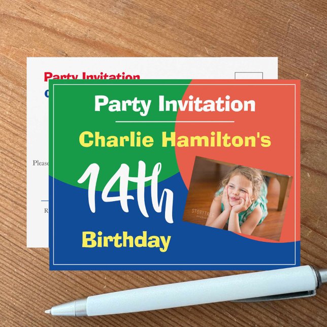 Invitación para el 14 cumpleaños con postal de fot (Subido por el creador)