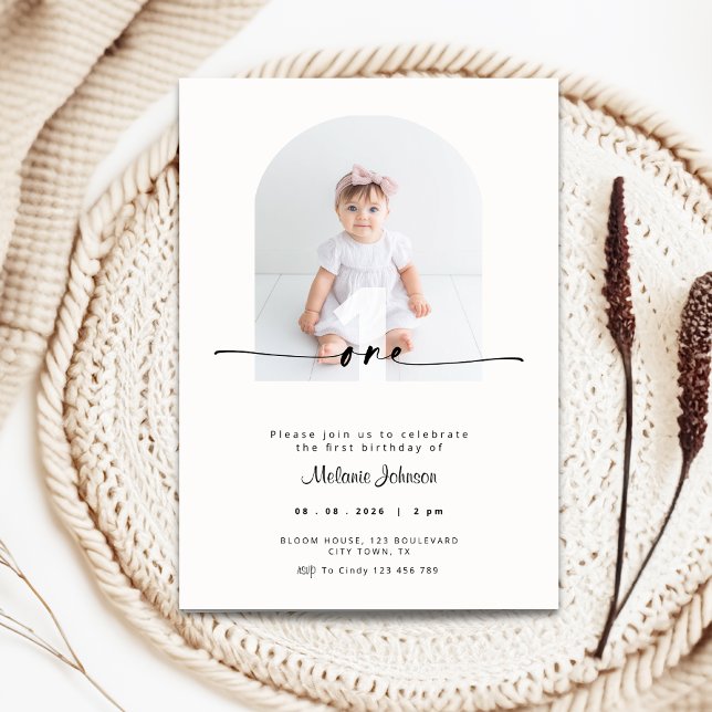 Invitación para el 1er cumpleaños con foto (1st birthday invitation with photo)
