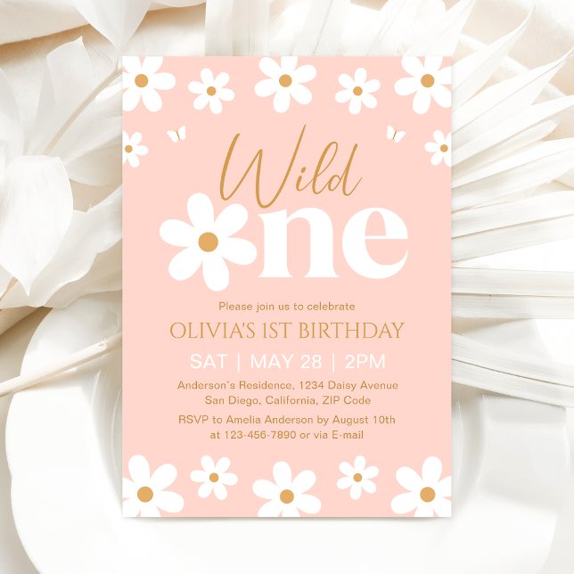 Invitación para el 1er cumpleaños de Daisy Wild On (Subido por el creador)