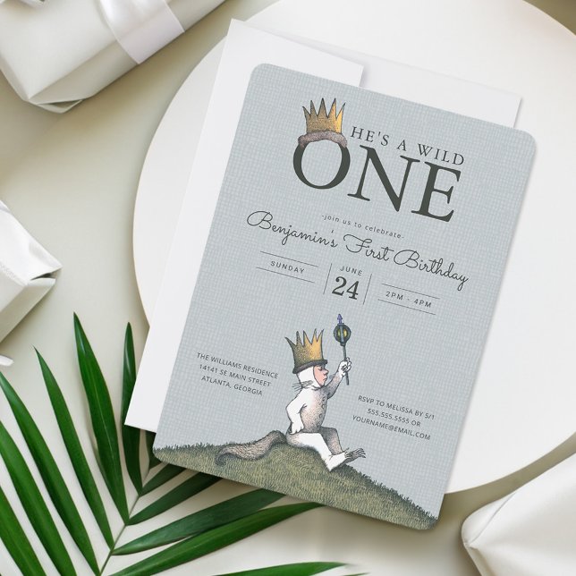 Invitación para el 1er Cumpleaños de Donde los Mon (Card on table)