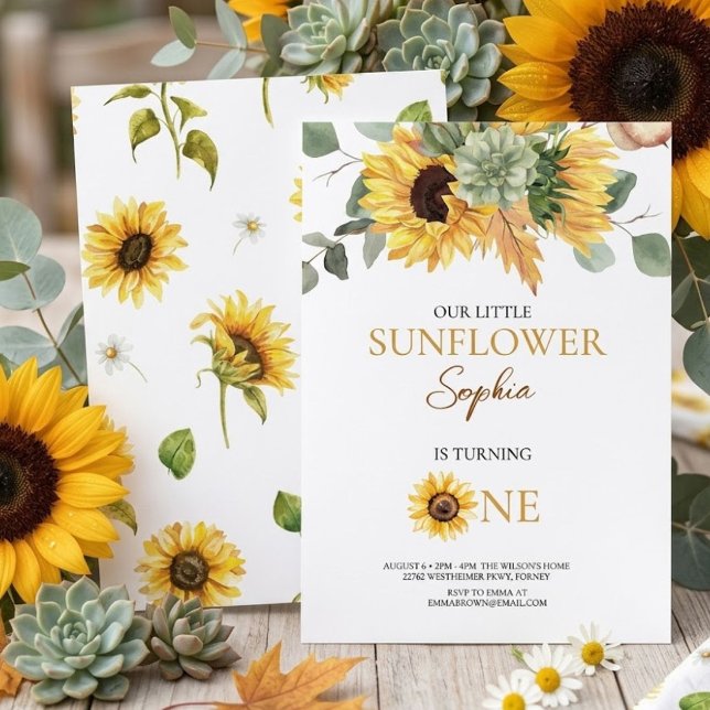 Invitación para el 1er Cumpleaños de Girasol (Subido por el creador)