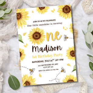 Invitación para el 1er cumpleaños de girasol, cump