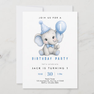 Invitación para el 1er Cumpleaños del Elefante Beb