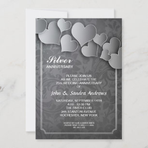 invitación para el 25º aniversario de bodas de pla