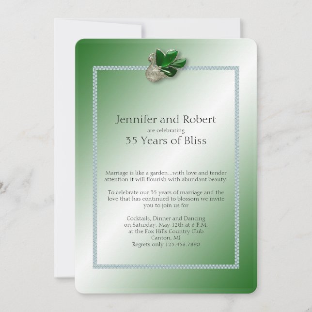 Invitación para el 35º Aniversario de Boda de Jade (Anverso)