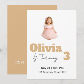 Invitación para el 3er cumpleaños de niña