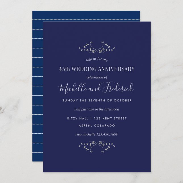 invitación para el 45 aniversario de bodas de zafi (Anverso / Reverso)