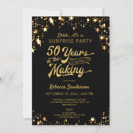 Invitación para el 50 cumpleaños con fondo negro y