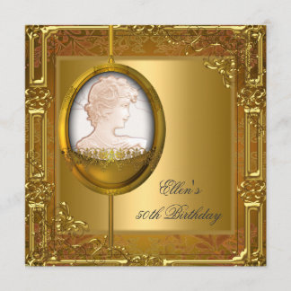 Invitación para el 50 cumpleaños en color oro