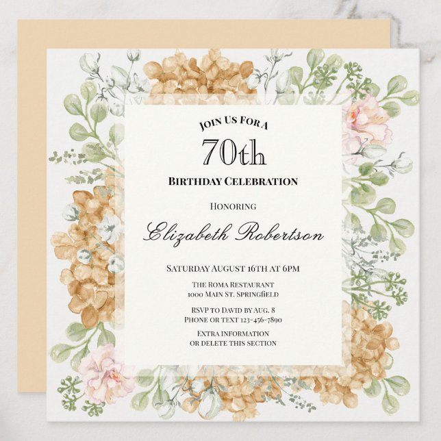 Invitación para el 70 cumpleaños en elegantes colo (Subido por el creador)