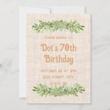 Invitación para el 70 cumpleaños – Vegetación de l