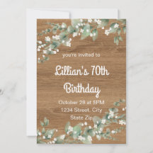 Invitación para el 70 cumpleaños: vegetación rústi