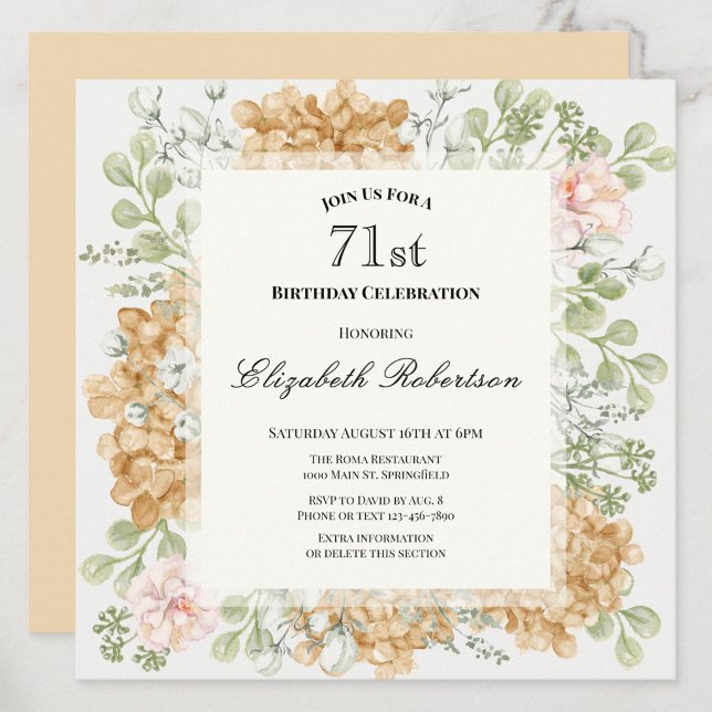 Invitación para el 71 cumpleaños en elegantes colo (Subido por el creador)
