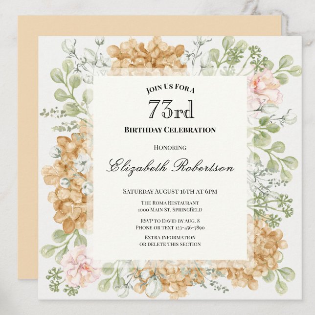 Invitación para el 73 cumpleaños en elegantes colo (Subido por el creador)