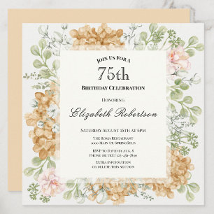 Invitación para el 75 cumpleaños en elegantes colo