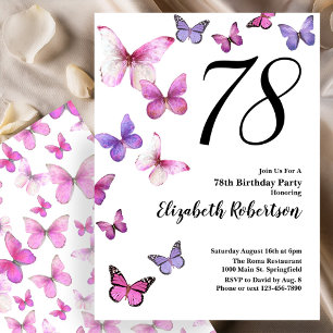 Invitación para el 78 cumpleaños con mariposas en