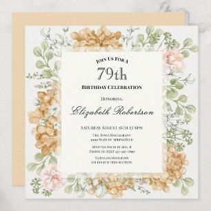 Invitación para el 79 cumpleaños en elegantes colo