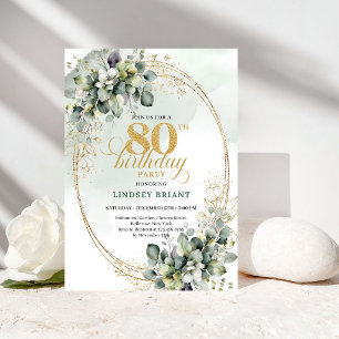 Invitación para el 80 cumpleaños con vegetación mo