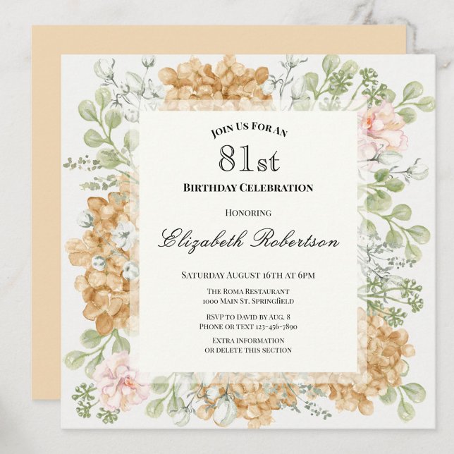 Invitación para el 81 cumpleaños en elegantes colo (Subido por el creador)