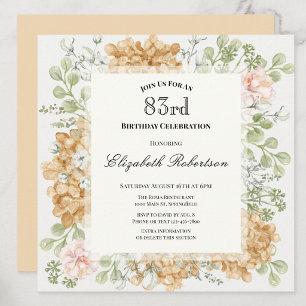 Invitación para el 83 cumpleaños en elegantes colo