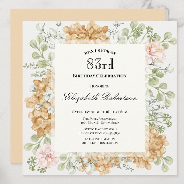 Invitación para el 83 cumpleaños en elegantes colo (Subido por el creador)