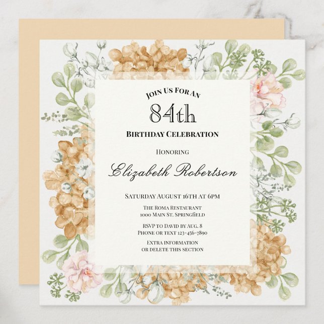 Invitación para el 84º cumpleaños en elegantes col (Subido por el creador)