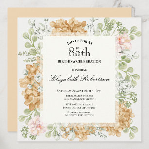 Invitación para el 85 cumpleaños en elegantes colo