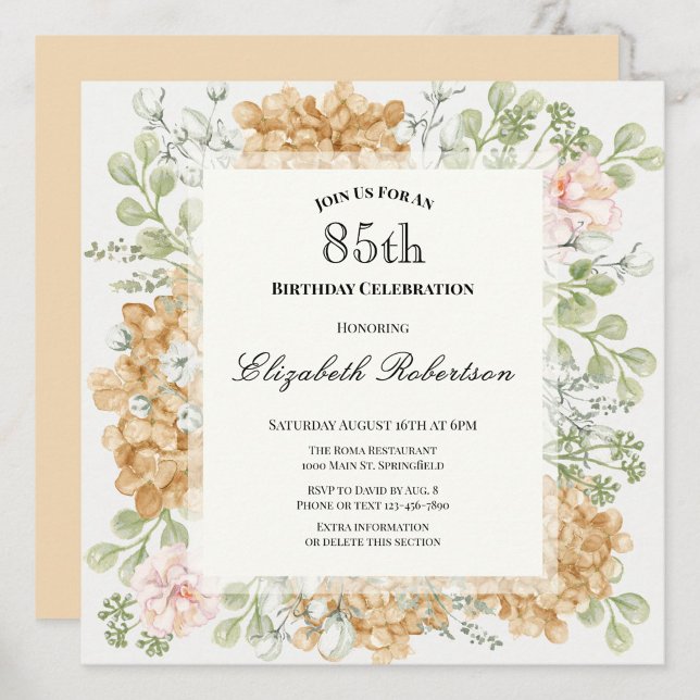 Invitación para el 85 cumpleaños en elegantes colo (Subido por el creador)