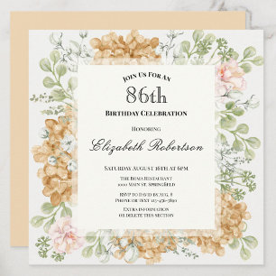 Invitación para el 86 cumpleaños en elegantes colo