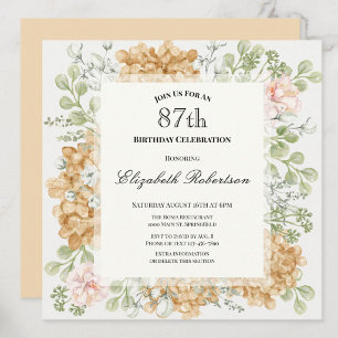 Invitación para el 87 cumpleaños en elegantes colo