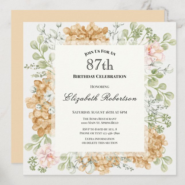 Invitación para el 87 cumpleaños en elegantes colo (Subido por el creador)