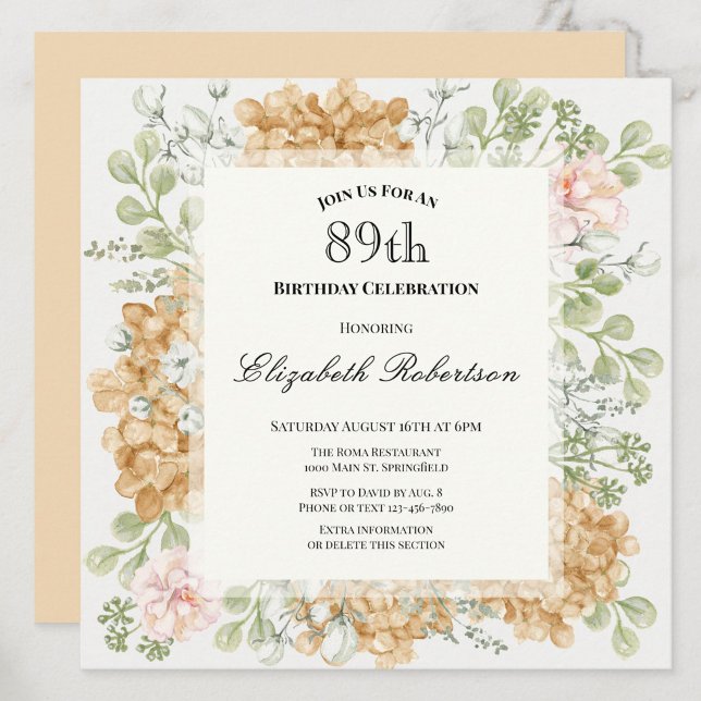 Invitación para el 89 cumpleaños en elegantes colo (Subido por el creador)